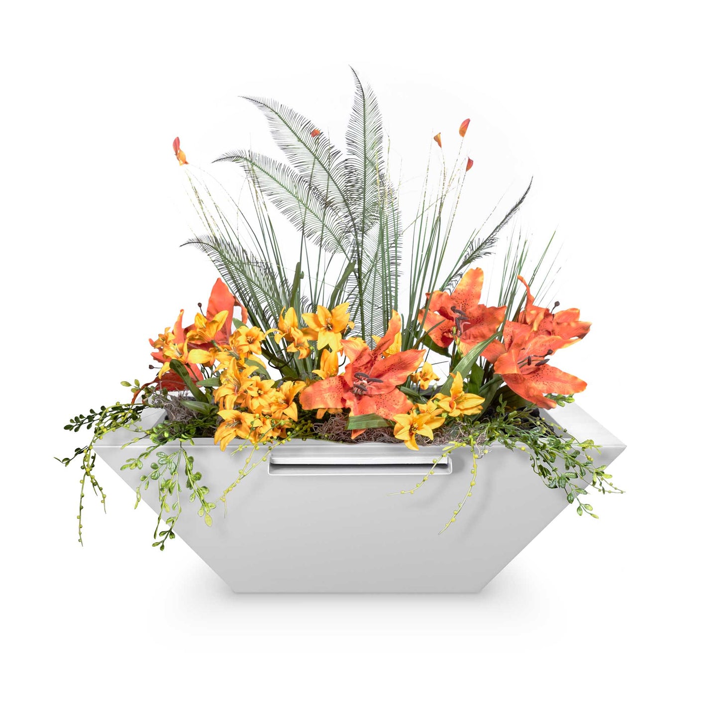 The Outdoor Plus Maya Powder Coated Metal Planter & Water Bowl OPT-36SQPCPW