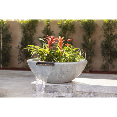 The Outdoor Plus Sedona Wood Grain Planter & Water Bowl in Concrete OPT-27RWGWP
