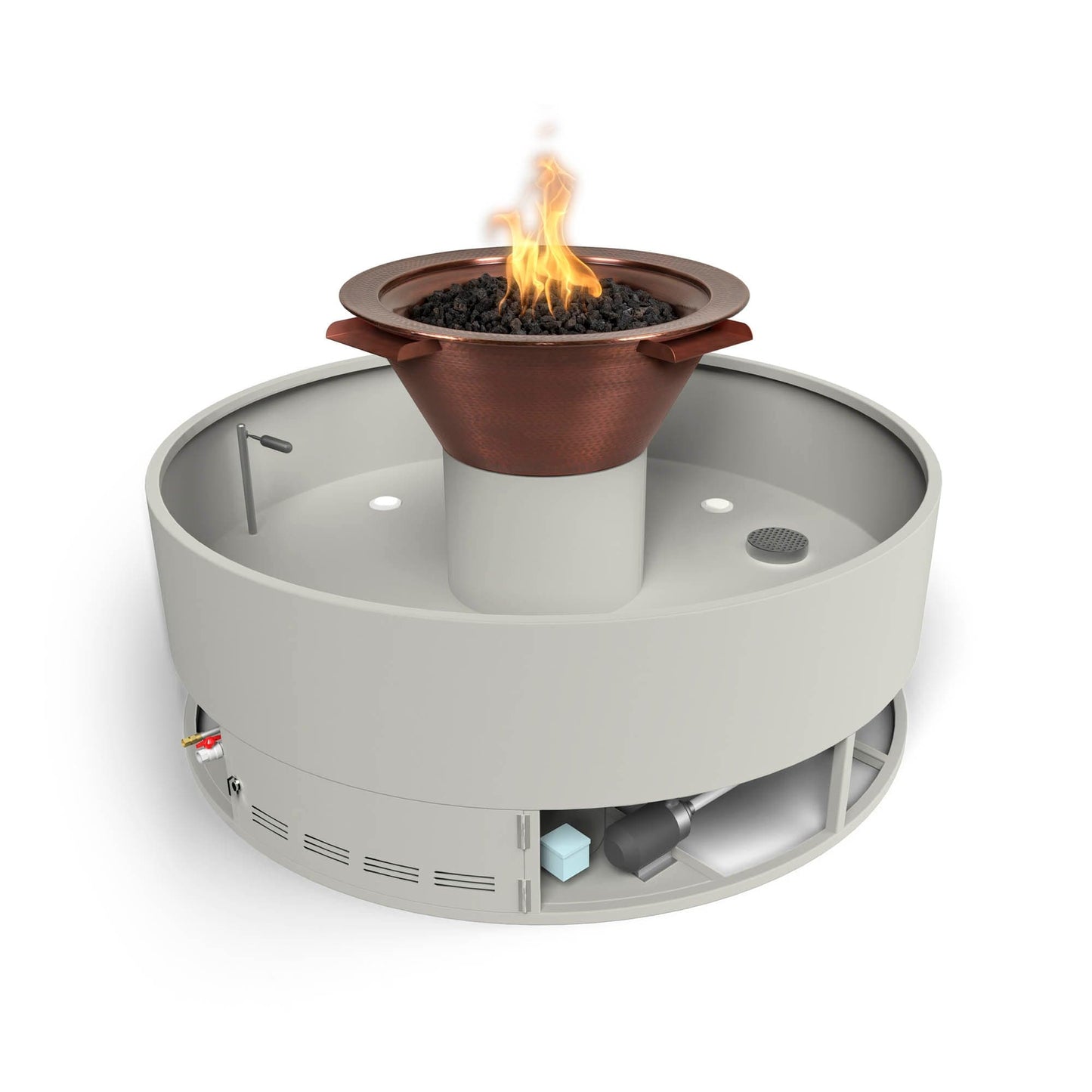 The Outdoor Plus Outdoor Fountains 60L x 36H The Outdoor Plus 60″ Olympian with Cazo 4 Way Spill Fire & Water Fountain in Copper
