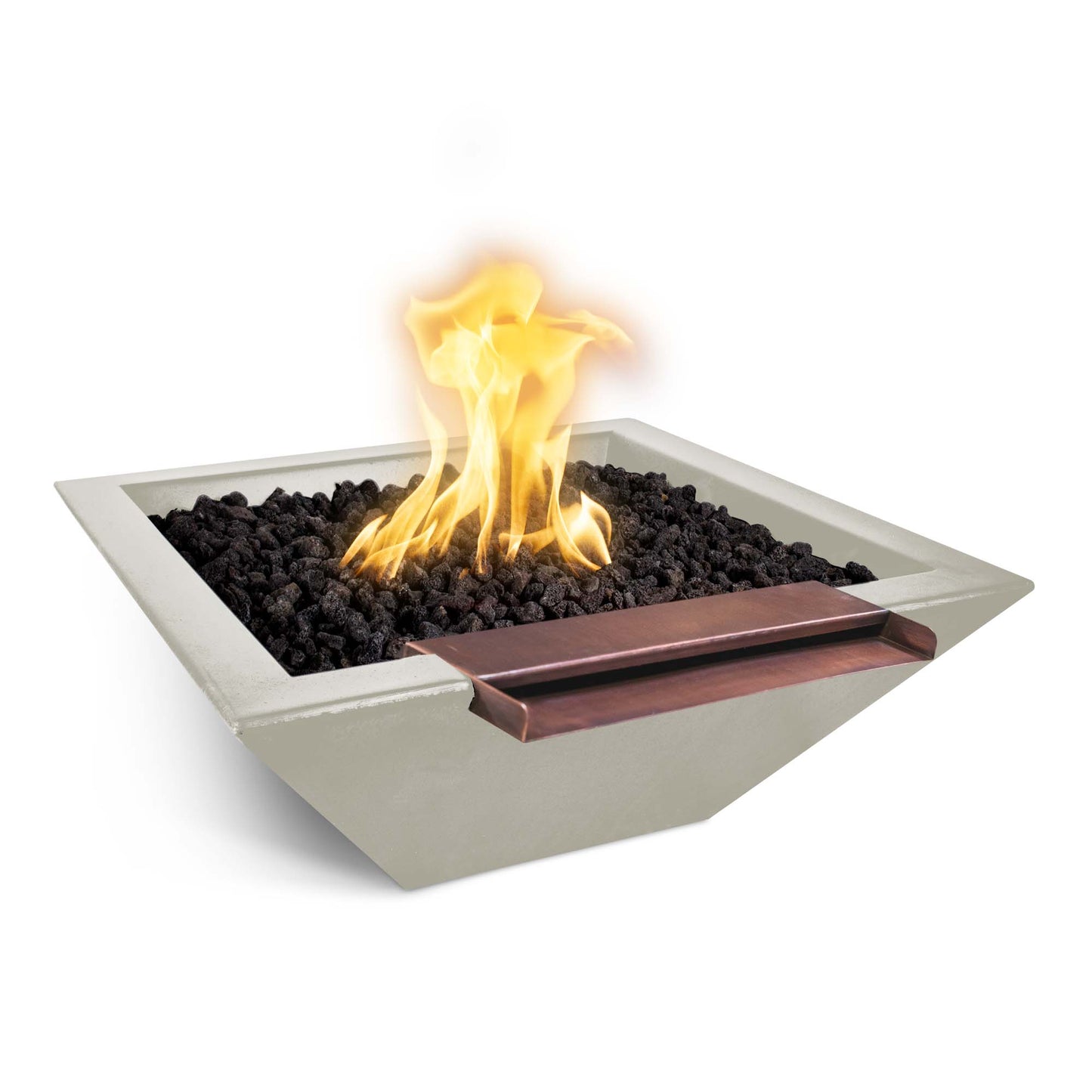 The Outdoor Plus Outdoor Fountains The Outdoor Plus Maya Fire and Water Bowl- Wide Spill in GFRC Concrete