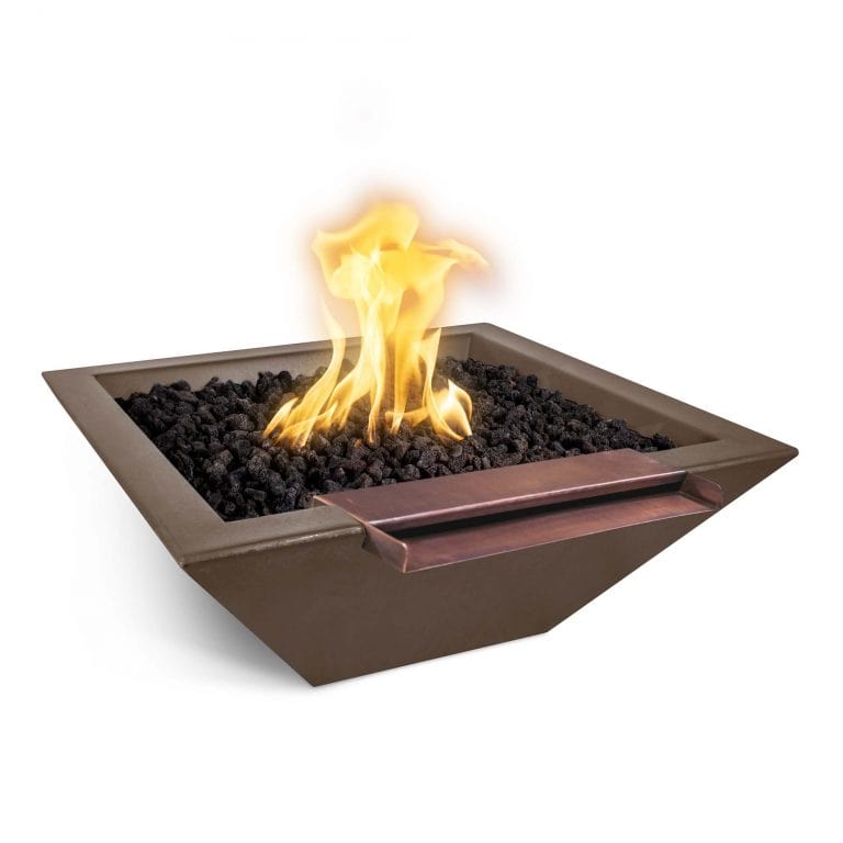 The Outdoor Plus Outdoor Fountains The Outdoor Plus Maya Fire and Water Bowl- Wide Spill in GFRC Concrete