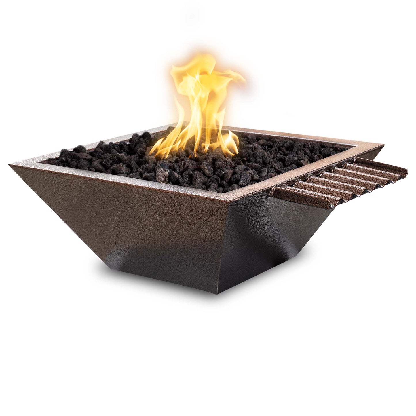 The Outdoor Plus Outdoor Fountains The Outdoor Plus Maya Fire & Water Bowl – Wave Scupper Metal Powder Coat