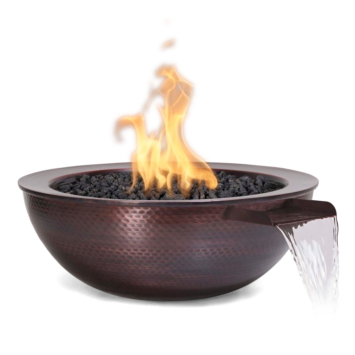 The Outdoor Plus Outdoor Fountains 27D X 10H The Outdoor Plus Sedona Fire & Water Bowl in Hammered Patina Copper