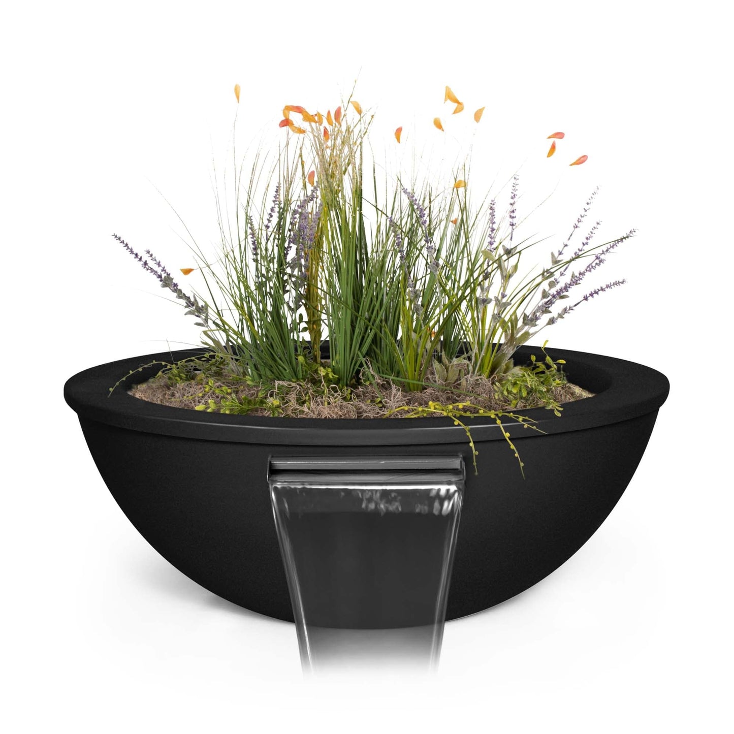 The Outdoor Plus Outdoor Fountains 27D X 10H The Outdoor Plus Sedona Wood Grain Planter & Bowl in Metal Powder Coat