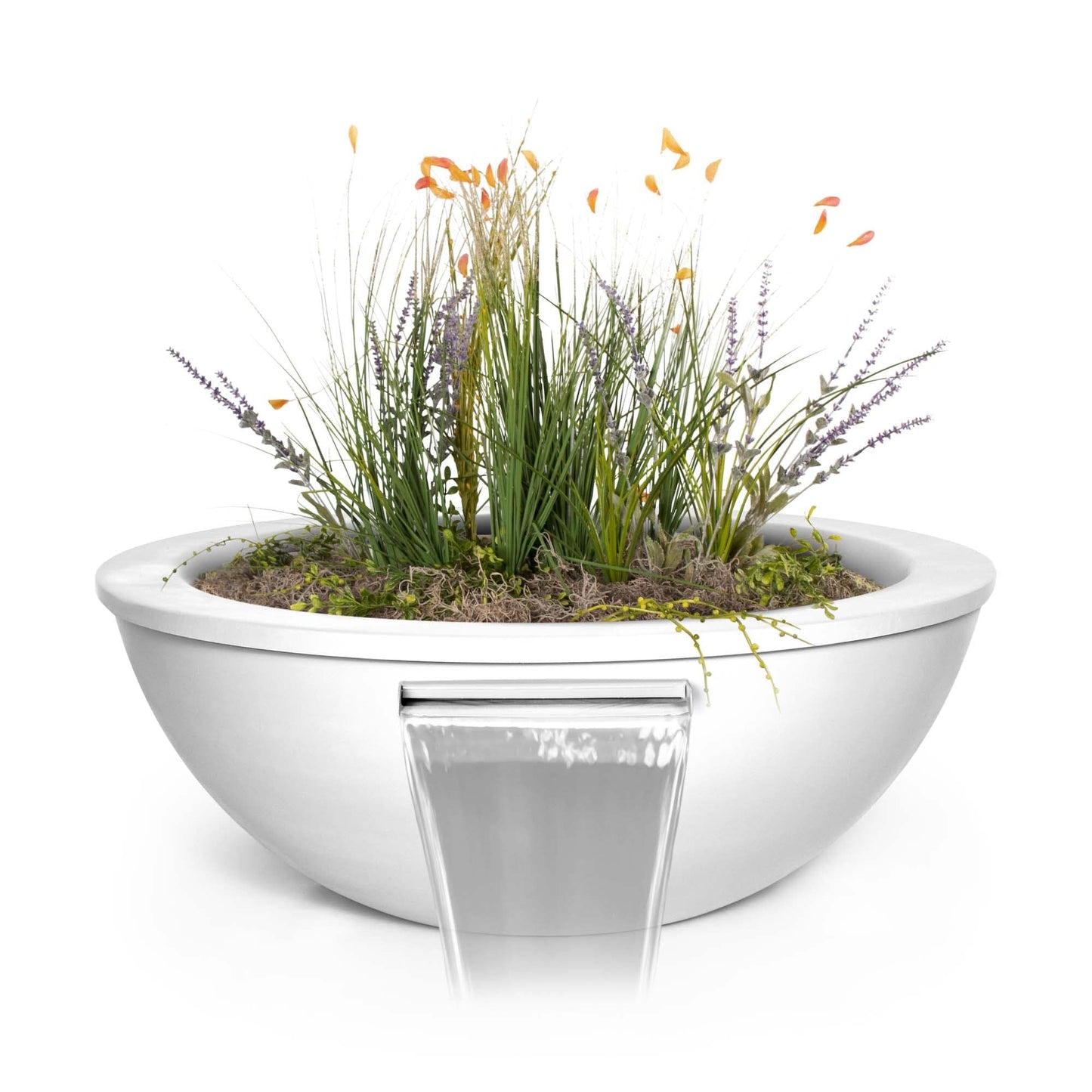 The Outdoor Plus Outdoor Fountains 27D X 10H The Outdoor Plus Sedona Wood Grain Planter & Bowl in Metal Powder Coat