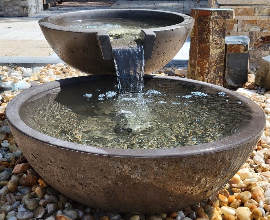 Travertine & More Bown Fountain Kits Round Travertine & More TessaRai Double Bowl Fountain Kit