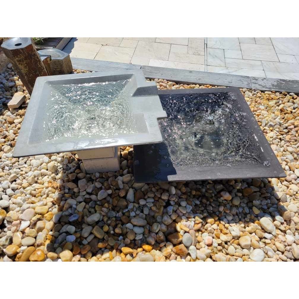 Travertine & More Bown Fountain Kits Square Travertine & More TessaRai Double Bowl Fountain Kit