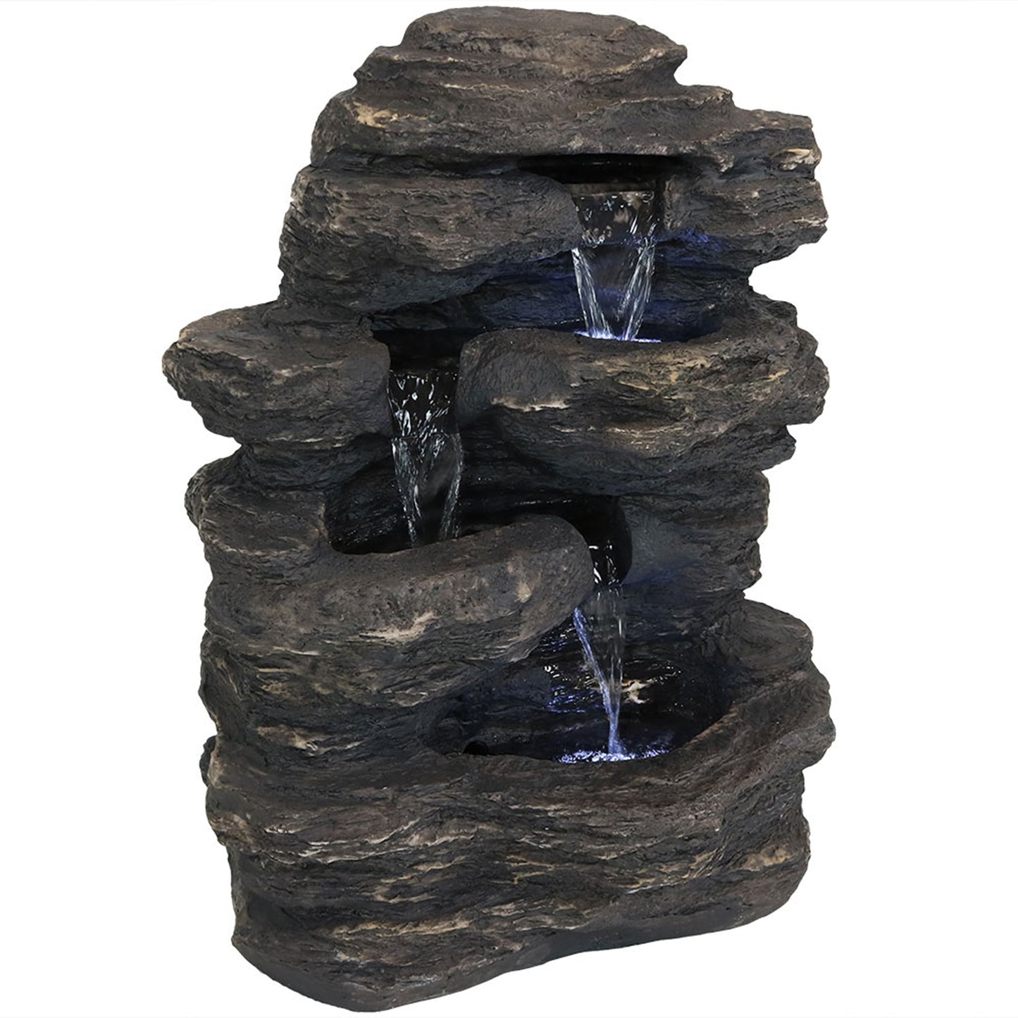 Sunnydaze 24" Rock Falls Outdoor Waterfall Fountain with LED Lights
