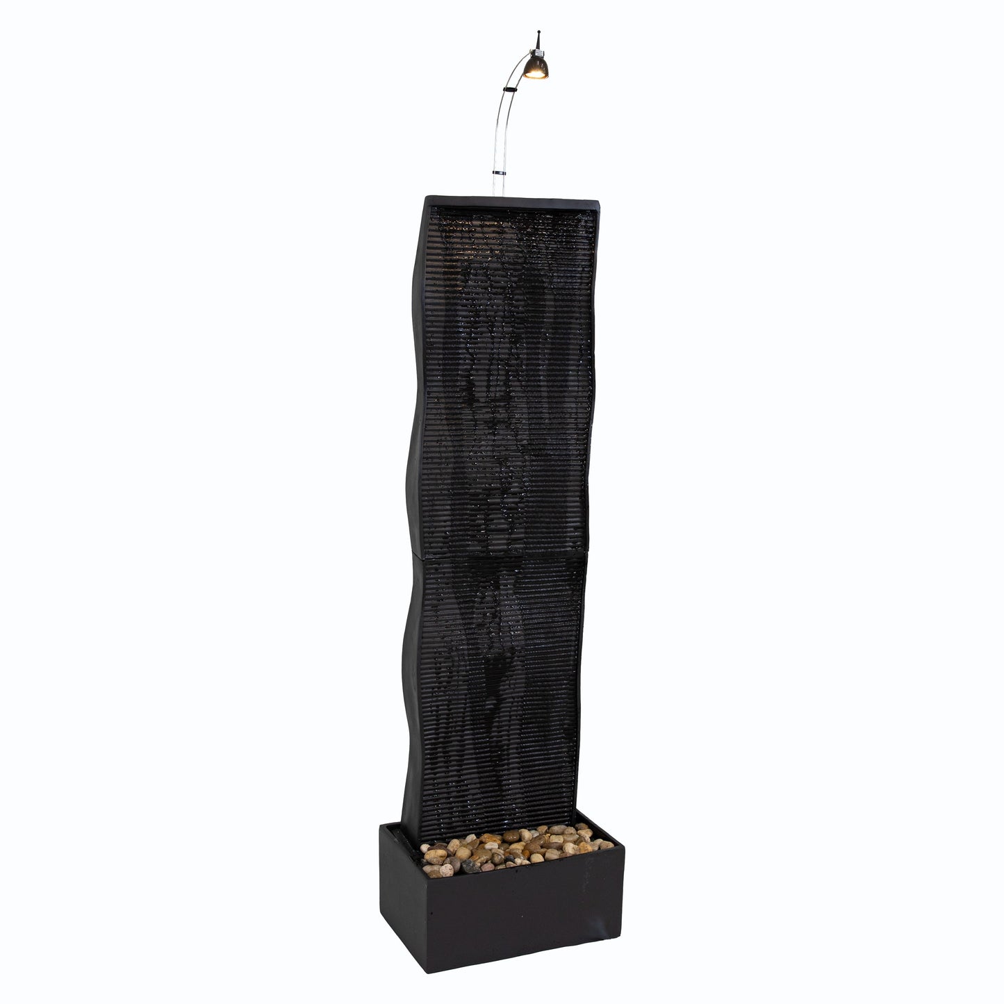 Sunnydaze 56" Curved Ridge Slate Tall Indoor Water Fountain with Light