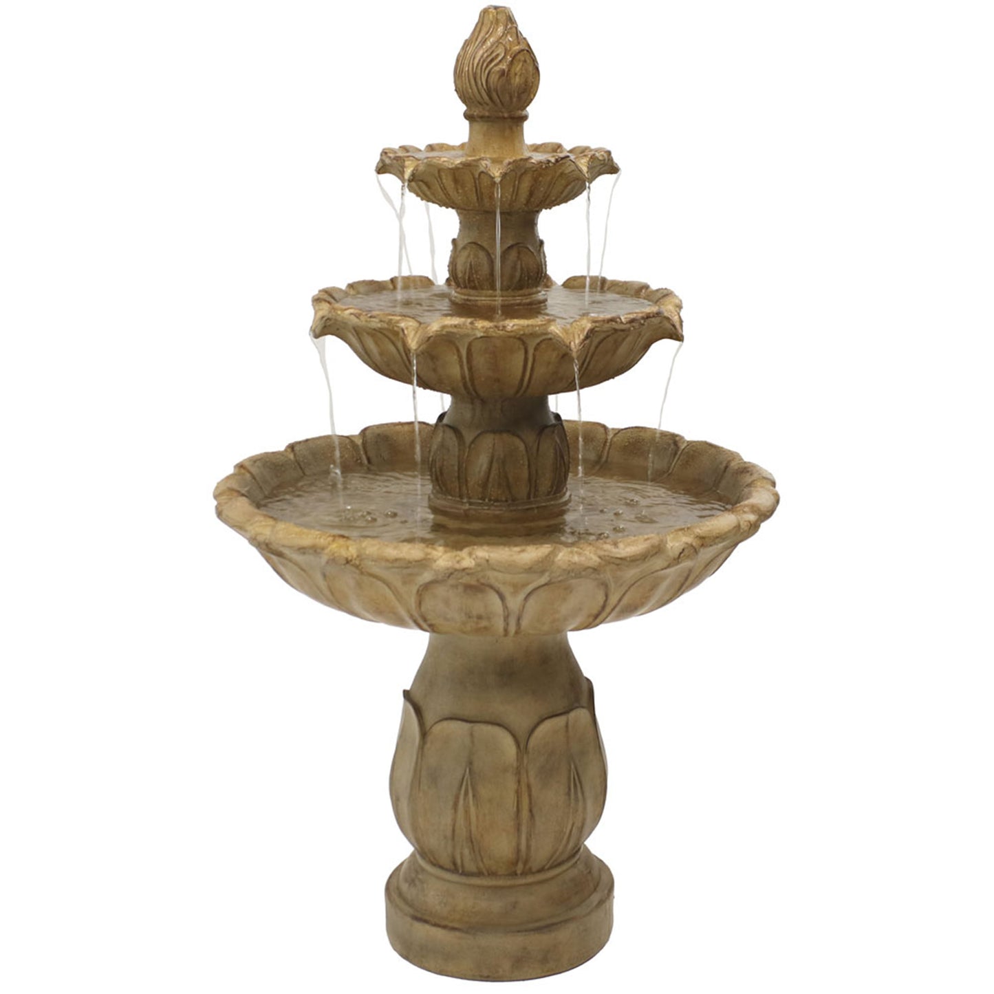 Sunnydaze 46" Classic Tulip 3-Tier Electric Water Fountain