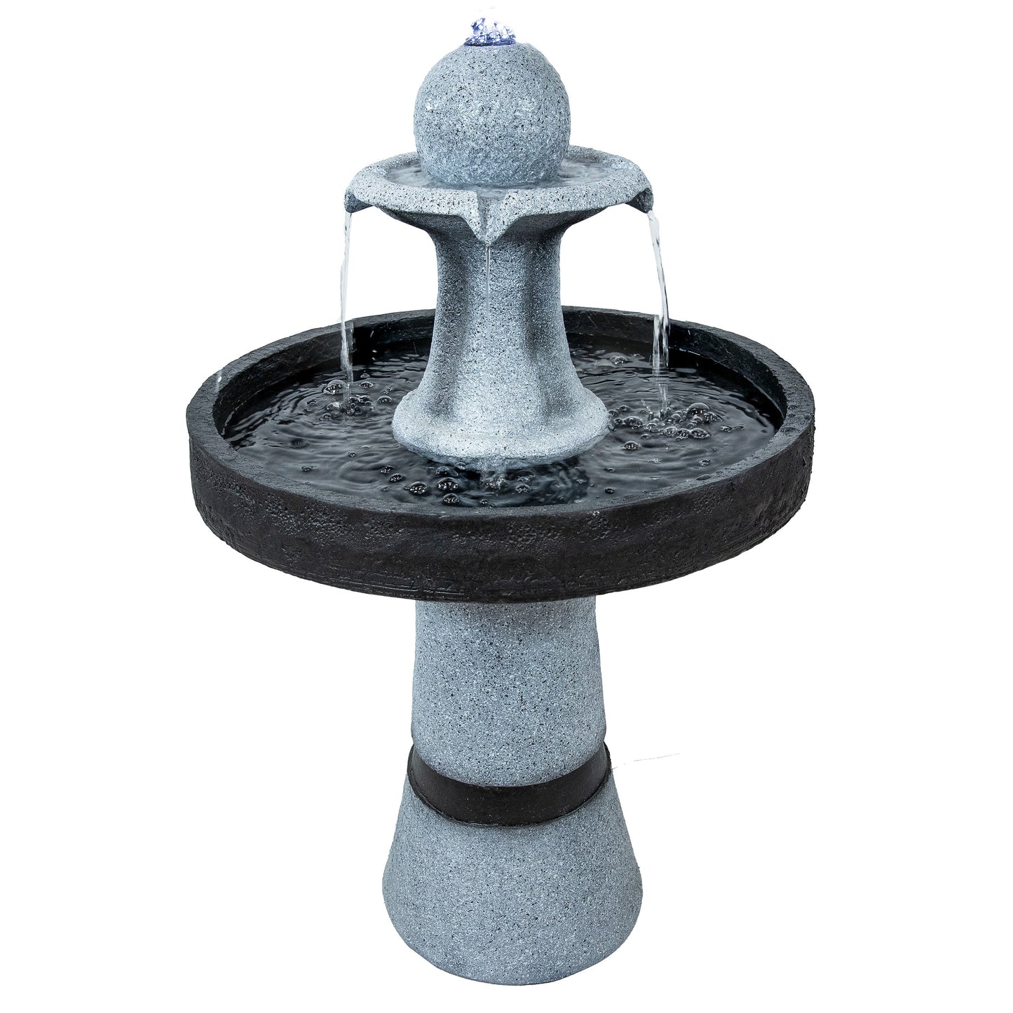 Sunnydaze 29.5" Contemporary 2-Tone Outdoor Water Fountain with Light