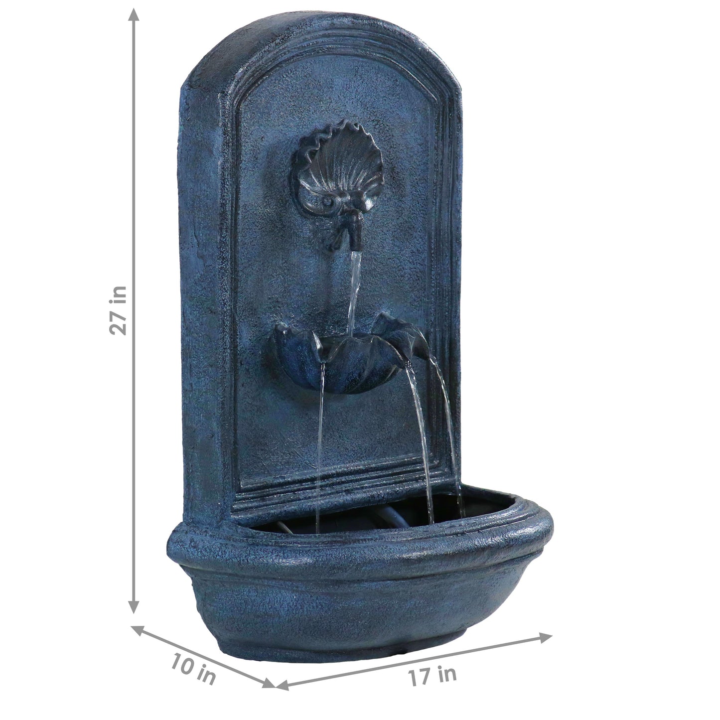 Sunnydaze 27" H Seaside Outdoor Solar Wall Fountain with Battery Backup