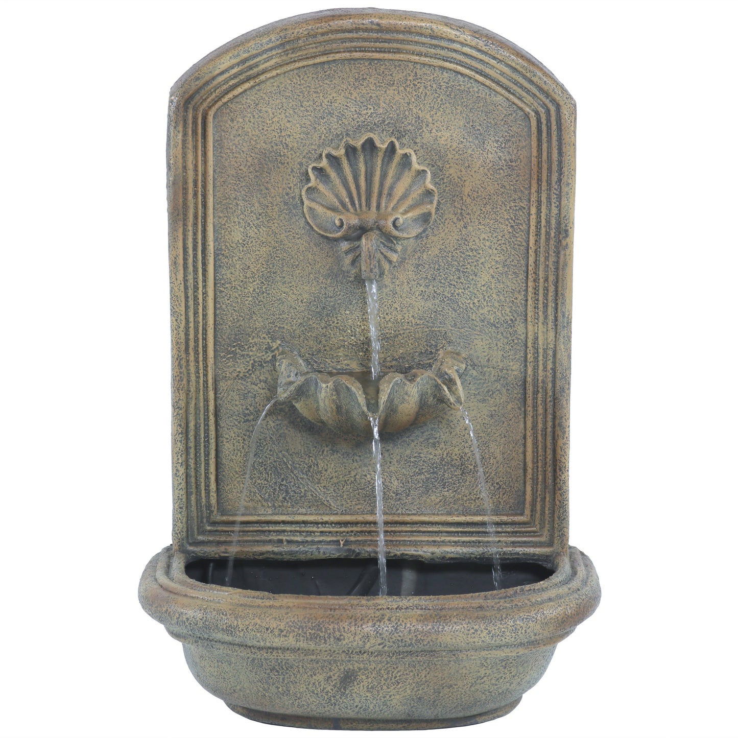 Sunnydaze 27" H Seaside Outdoor Solar Wall Fountain with Battery Backup