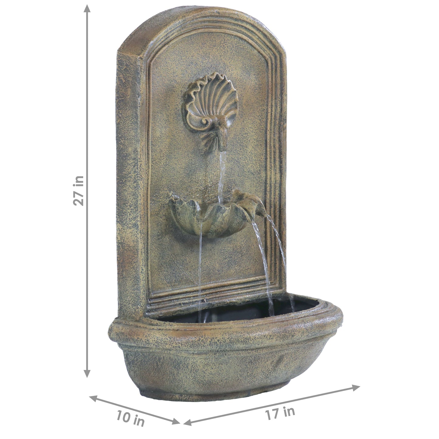 Sunnydaze 27" H Seaside Outdoor Solar Wall Fountain with Battery Backup