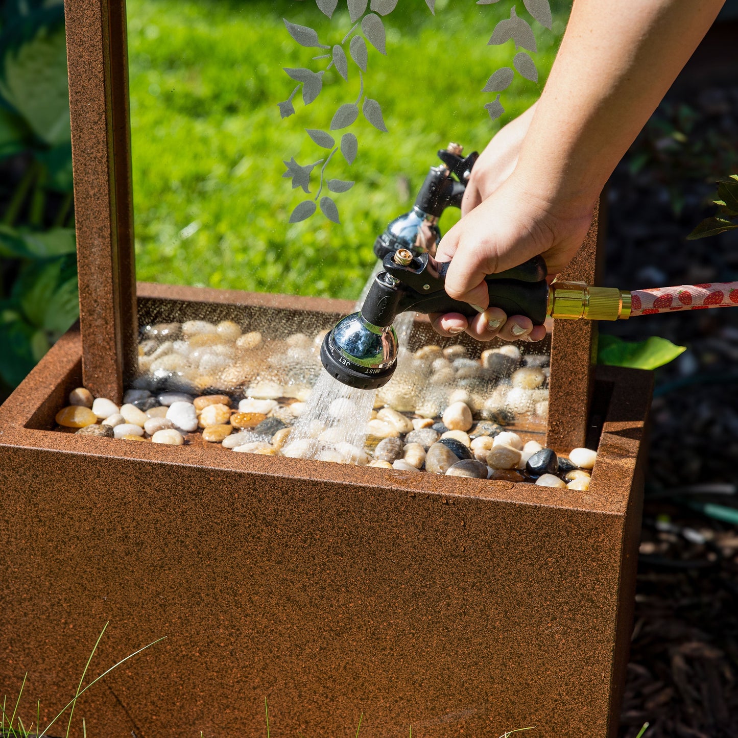 Sunnydaze 47.25" Wisteria Vines Outdoor Water Fountain with Lights