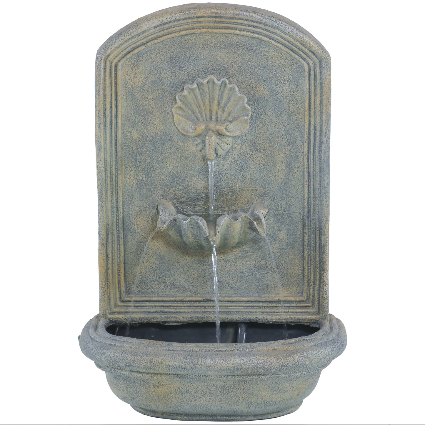 Sunnydaze 27" H Seaside Outdoor Solar Wall Fountain with Battery Backup