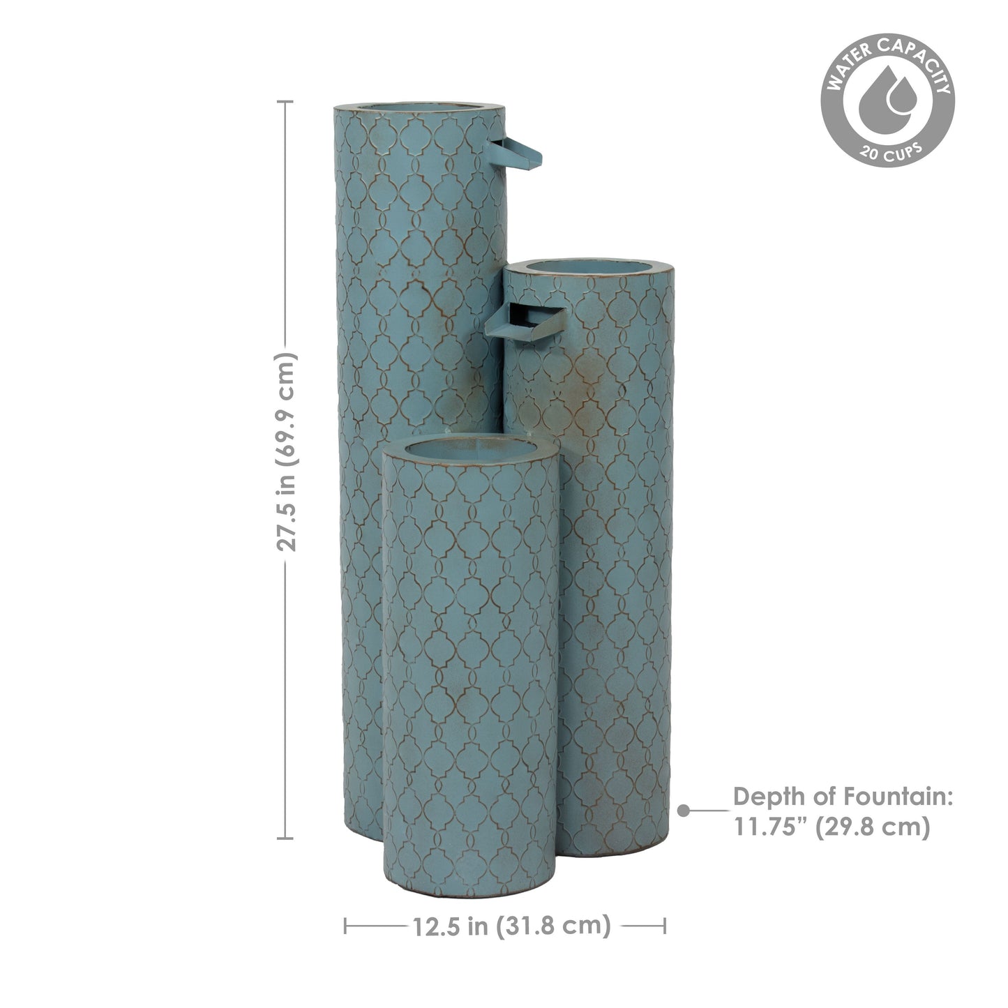 Sunnydaze 27.5" Moroccan Trellis 3-Column Modern Outdoor Water Fountain