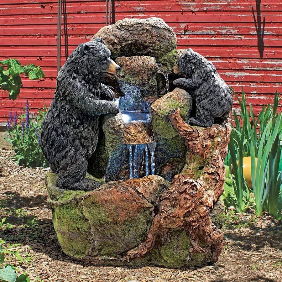 Design Toscano Outdoor Fountains Design Toscano Grizzly Gulch Black Bears Sculptural Animal Outdoor Fountain SH380324