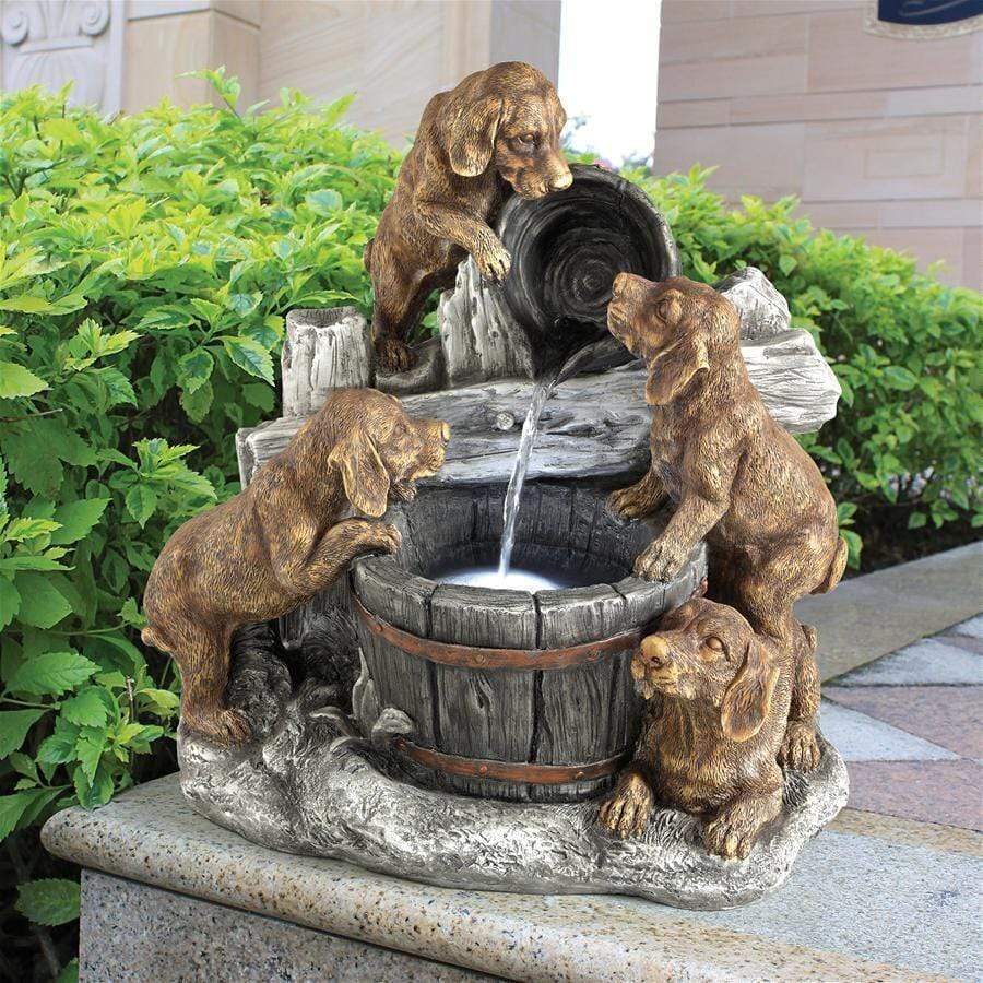 Design Toscano Outdoor Fountains Design Toscano Puppy Pail Pour Dog Garden Fountain SH382614