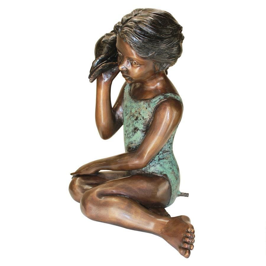 Design Toscano Garden Statues Design Toscano Sea Shell Sounds Sitting Girl Cast Bronze Garden Statue AS25135