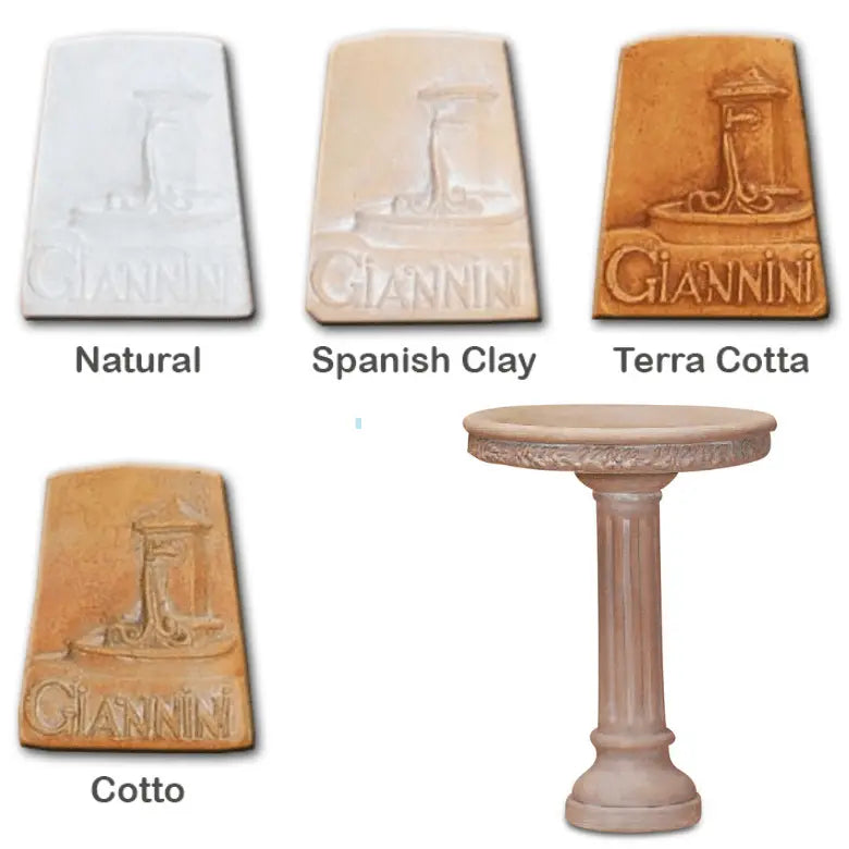 Giannini Garden Outdoor Fountains Oliva / Natural (NAT) / 26"H x 20"W Giannini Garden Oliva Bird Bath Outdoor Cast Stone 429