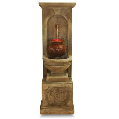 Giannini Garden Outdoor Fountains St. Helena / Rustic Iron Spout / 70"H x 23"W x 19"D Giannini Garden St. Helena Urn Rustic Iron Concrete Outdoor Fountain with Base 1593