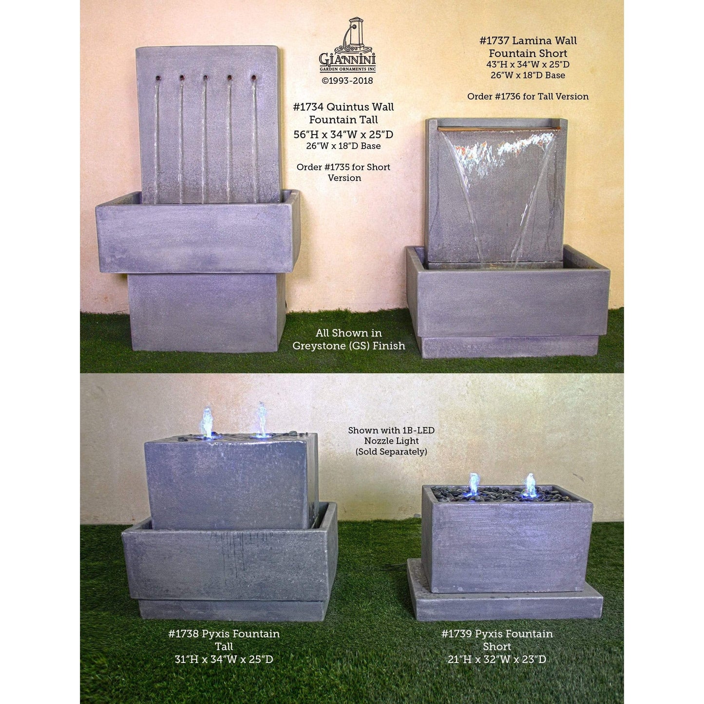 Giannini Garden Lamina Concrete Wall Outdoor Fountain Short 1737