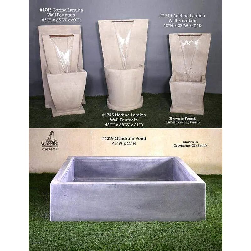 Giannini Garden Nadine Lamina French Limestone Concrete Wall Outdoor Fountain 1743 1743