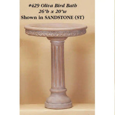 Giannini Garden Oliva Bird Bath Outdoor Cast Stone 429