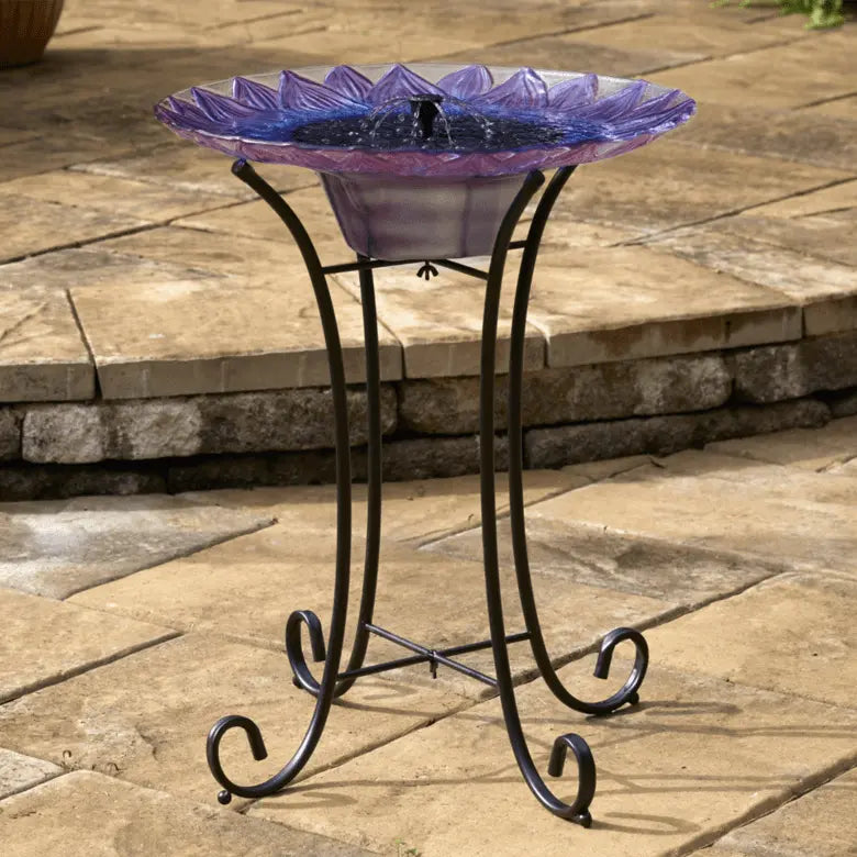 Smart Solar Outdoor Fountains Solar Bell Flower Glass Solar Birdbath / 20.0" Diameter x 24.30" High Smart Solar Bell Flower Glass Solar Birdbath 20223R01