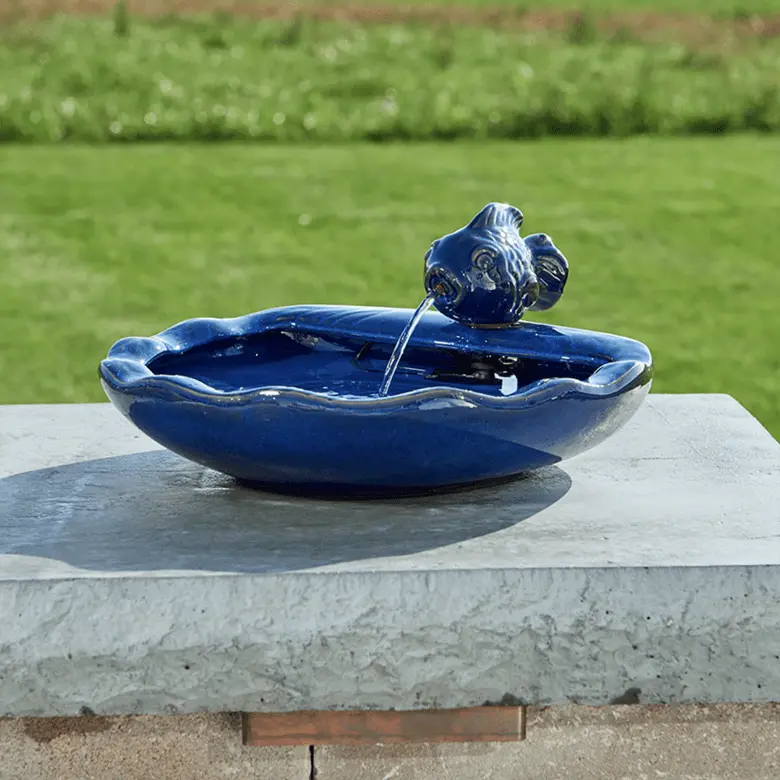 Smart Solar Outdoor Fountains Ceramic Koi Solar Fountain Small / 14.5" L x 13.4" W x 6.7" H Smart Solar Ceramic Koi Solar Fountain Small 21372R01 (Blue)