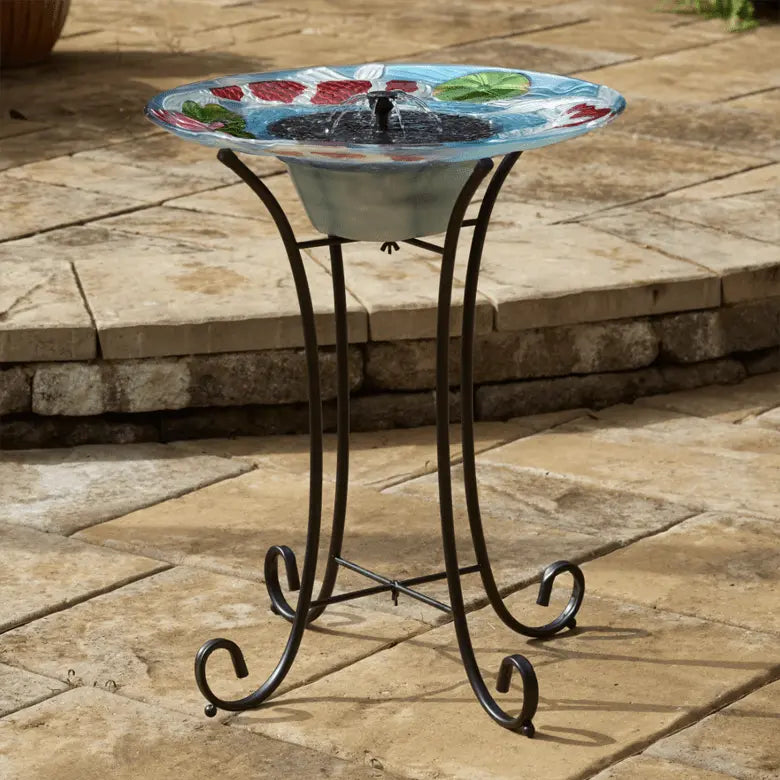 Smart Solar Outdoor Fountains Japanese Koi Glass Solar Birdbath / 20.0" Diameter x 24.30" High Smar Solar Japanese Koi Glass Solar Birdbath 20225R01