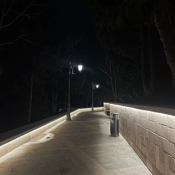 Modern Stainless Steel and Brass Lighting for Pathways