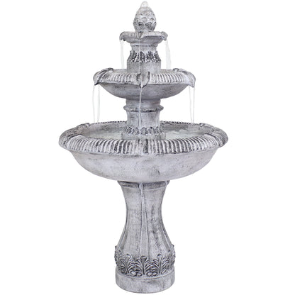 Sunnydaze 45" 3-Tier Outdoor Water Fountain Mediterranean Reinforced Concrete