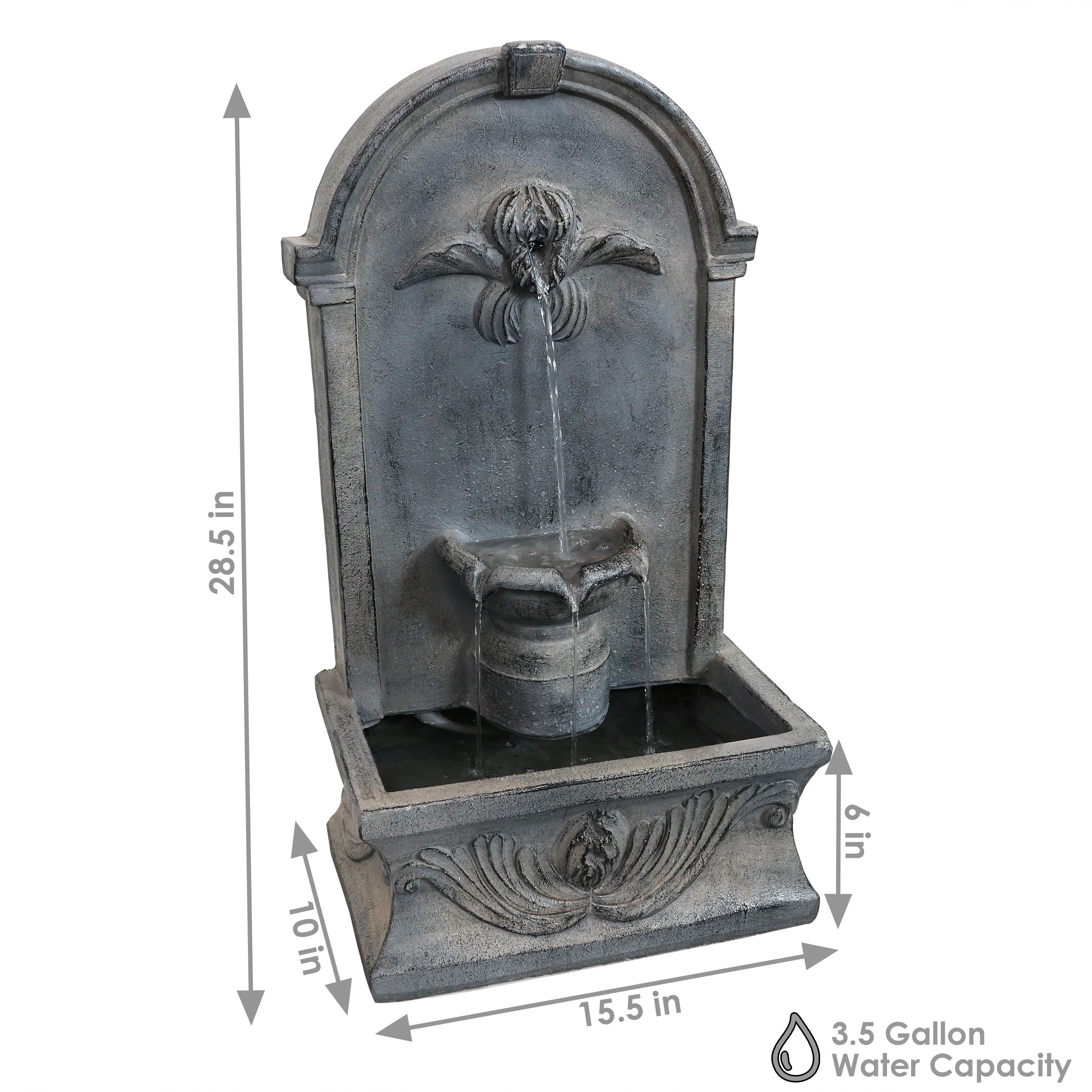 Sunnydaze 28" French-Inspired Outdoor Wall-Mounted Fountain