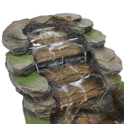 Sunnydaze 13" Shale Falls Outdoor Fountain with LED Lights