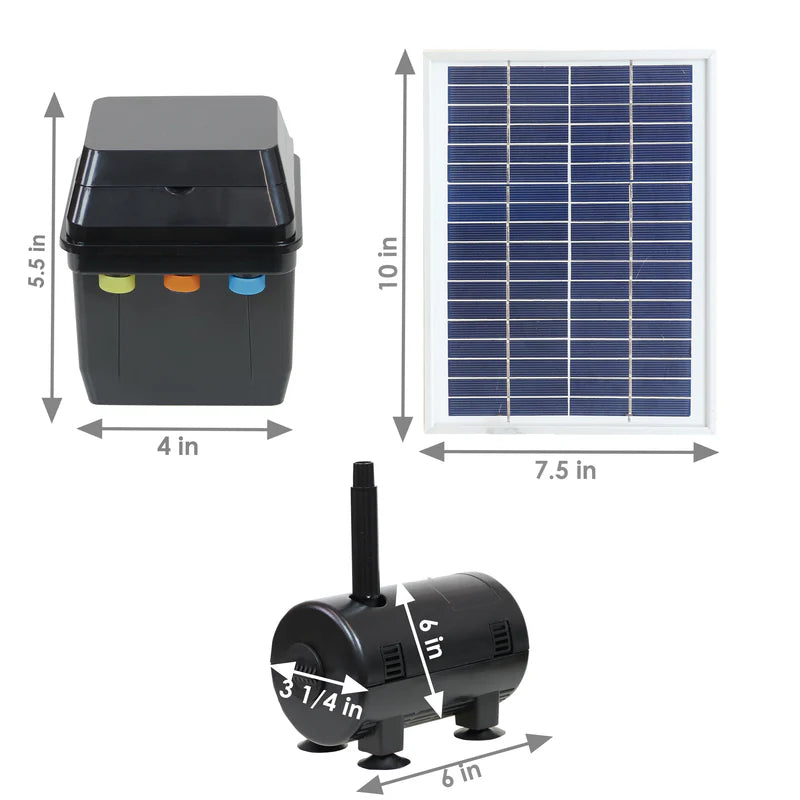 Sunnydaze 132 GPH 56" Lift Solar Pump and Panel Kit with Battery Pack and LED Light SL-P106E