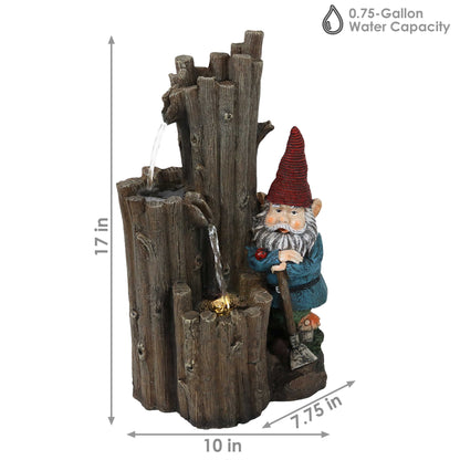 Sunnydaze  17" Resting Gnome Outdoor Water Fountain with LED Light