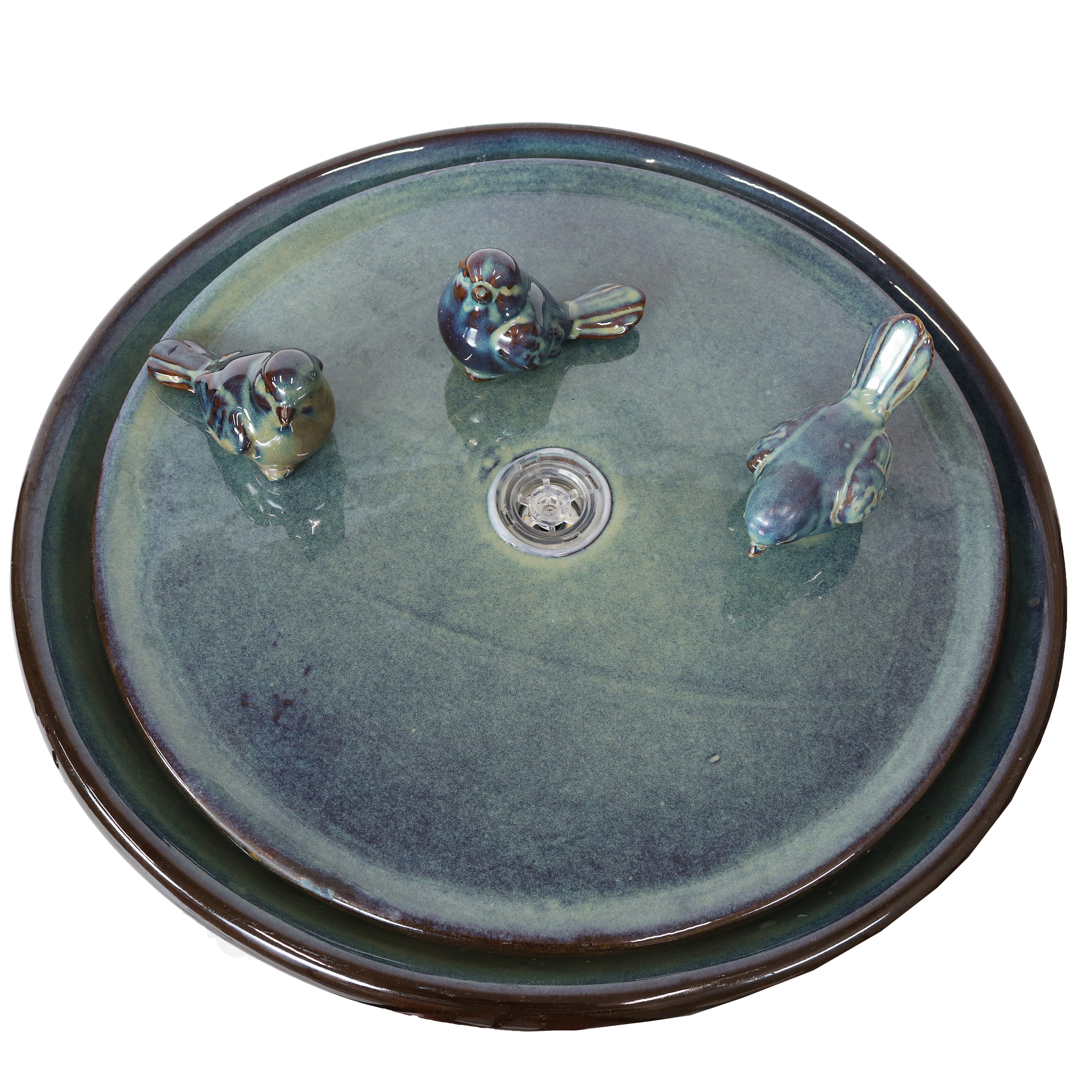Sunnydaze 28.25" Gathering Birds Ceramic Outdoor Fountain with LED Lights