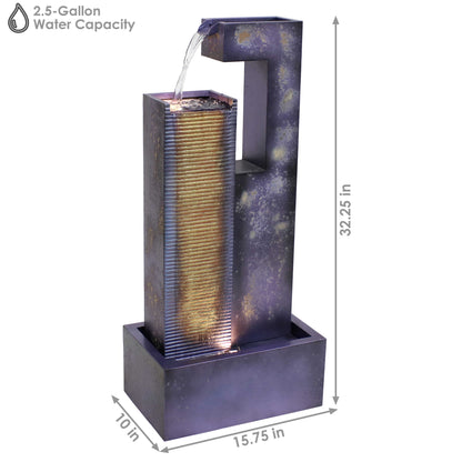 Sunnydaze 32" Cascading Tower Outdoor Metal Fountain with LED Lights
