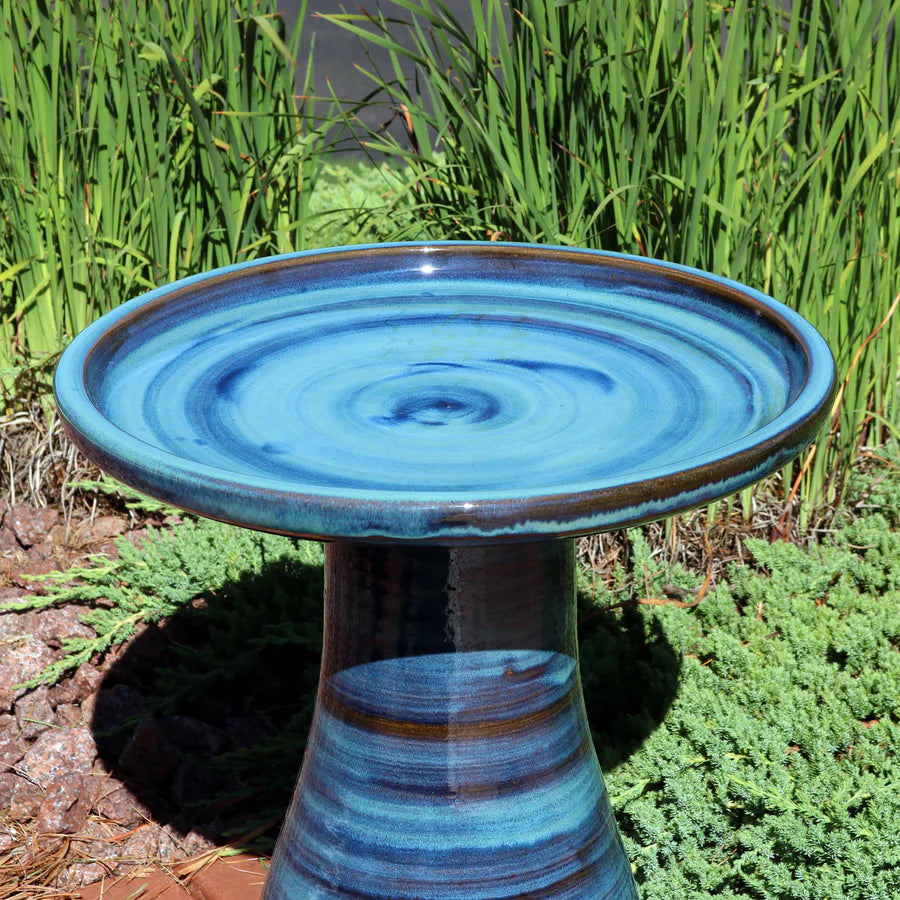 Sunnydaze 18" Glazed Ceramic Outdoor Bird Bath