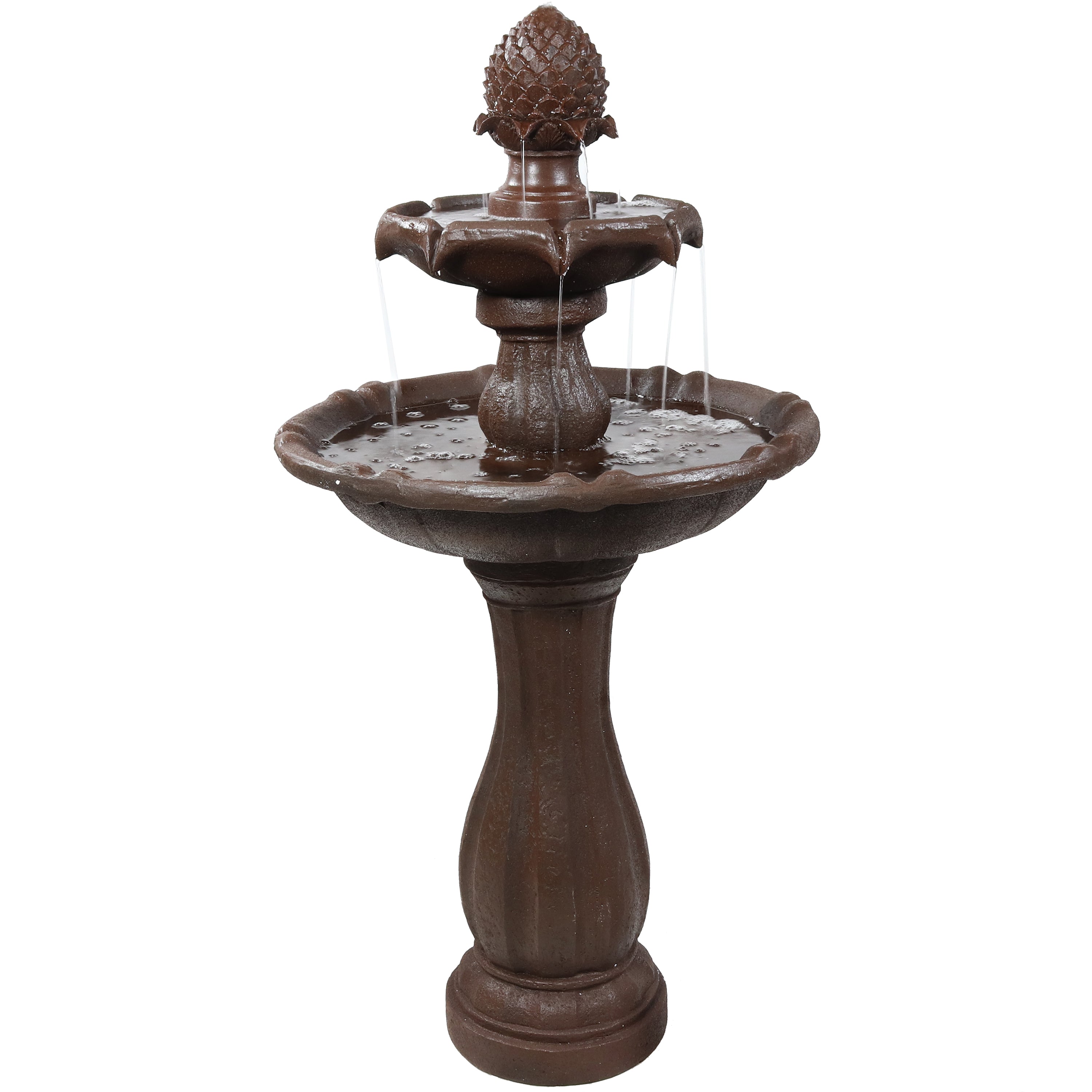 Sunnydaze 2-Tier Pineapple 46" Solar Fountain with Battery Backup