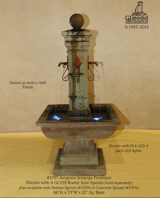 Giannini Garden Avignon Solange Outdoor Water Fountain 1707C