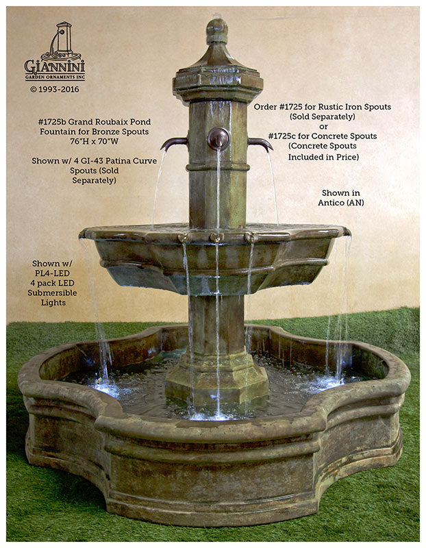 Giannini Garden Grand Roubaix Pond Fountain for Rustic Spouts 1725C