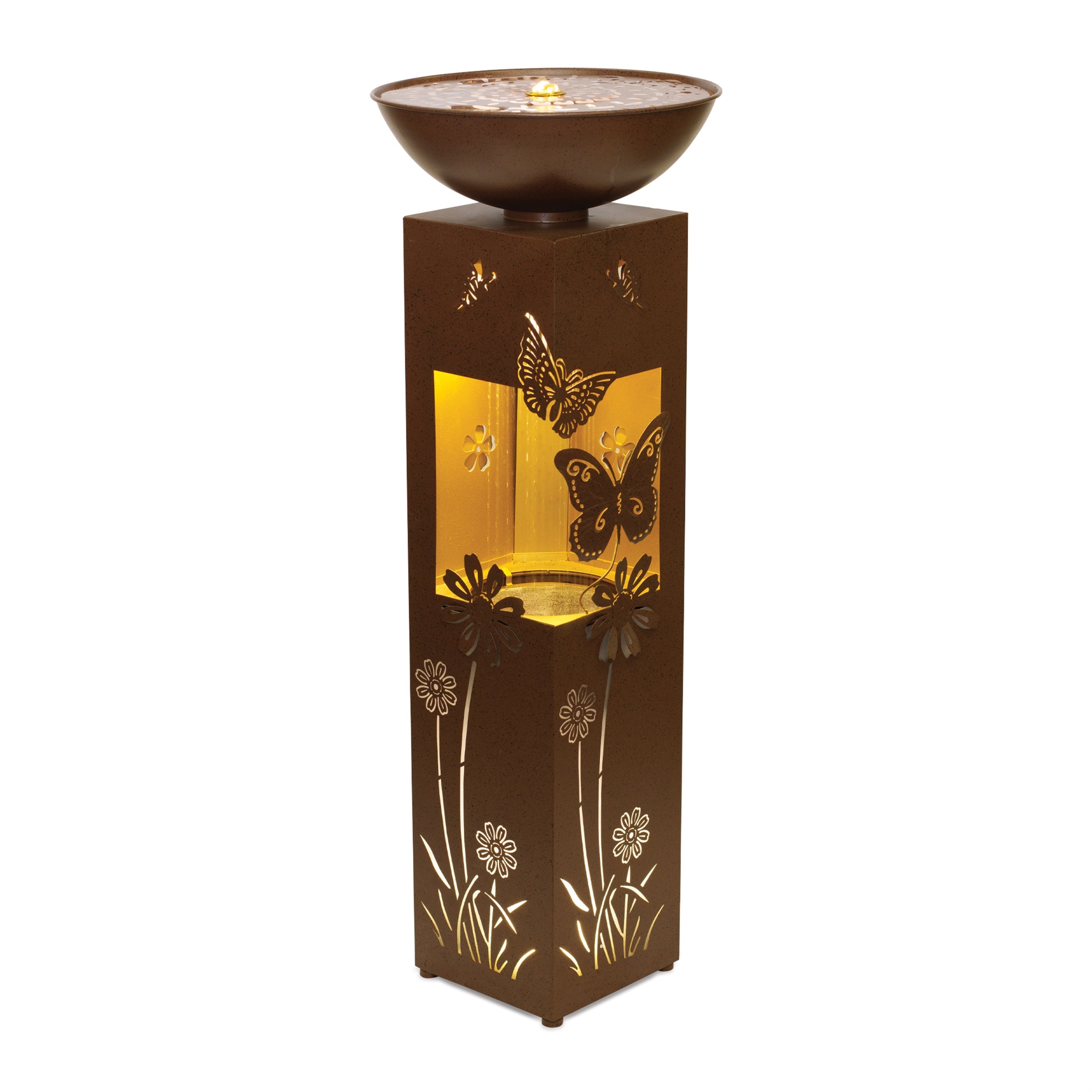 Melrose International 13.5"D x 36"H Metal UL Plug Floral and Butterfly Fountain 11001DS