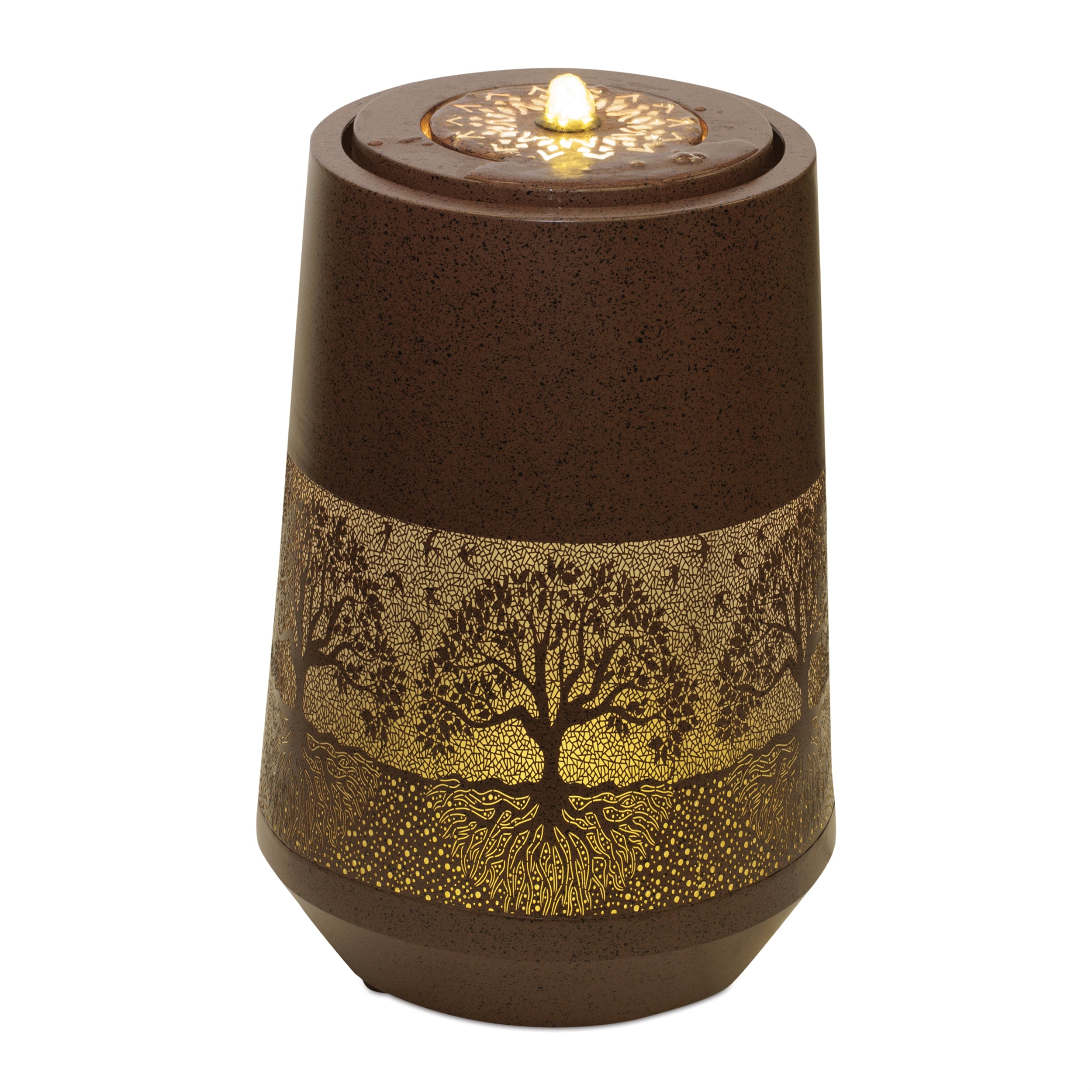 Melrose International 14.5"D x 21"H Metal UL Plug Fountain with Tree Pattern 11022DS