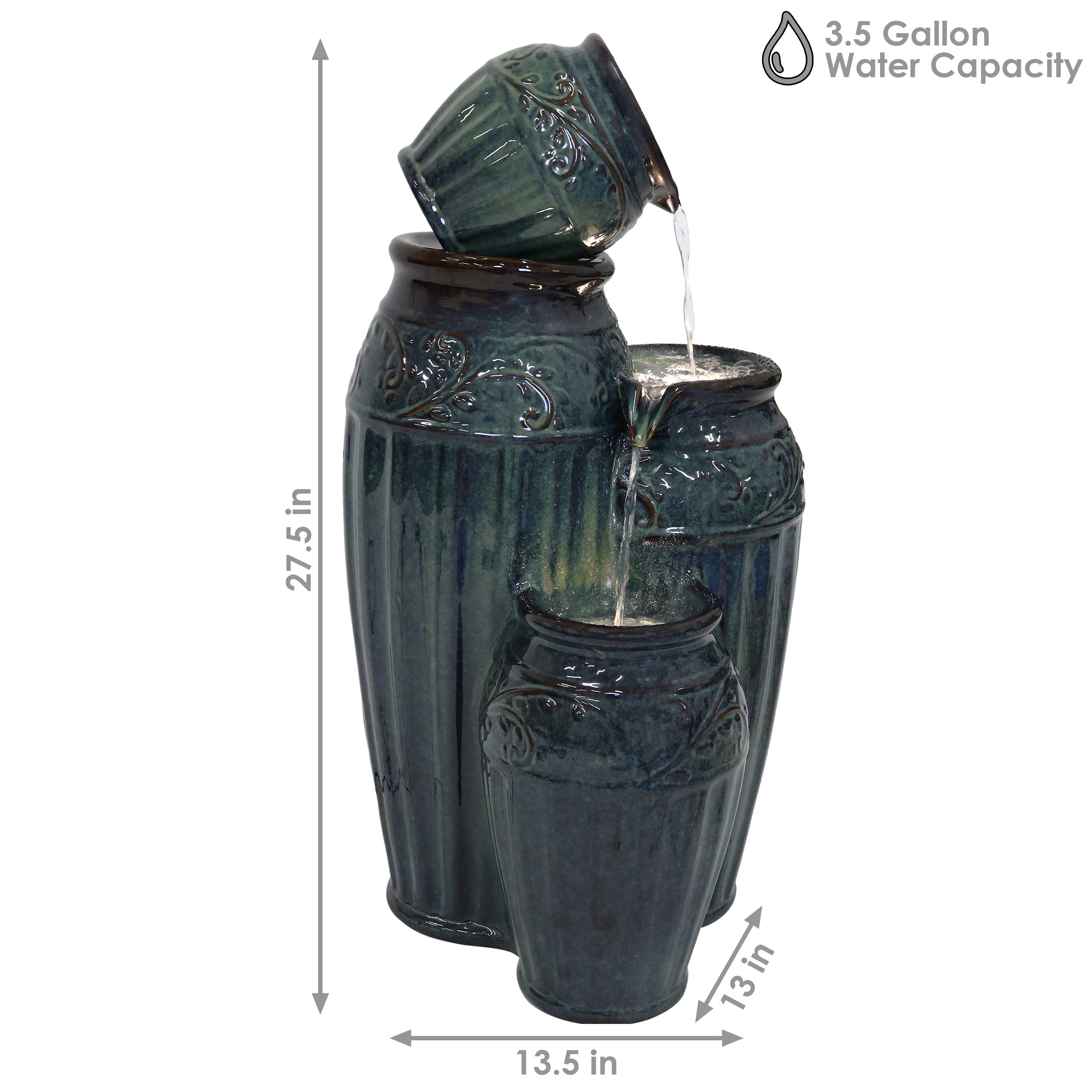 Sunnydaze 27" Tour de Vase Ceramic Outdoor Water Fountain