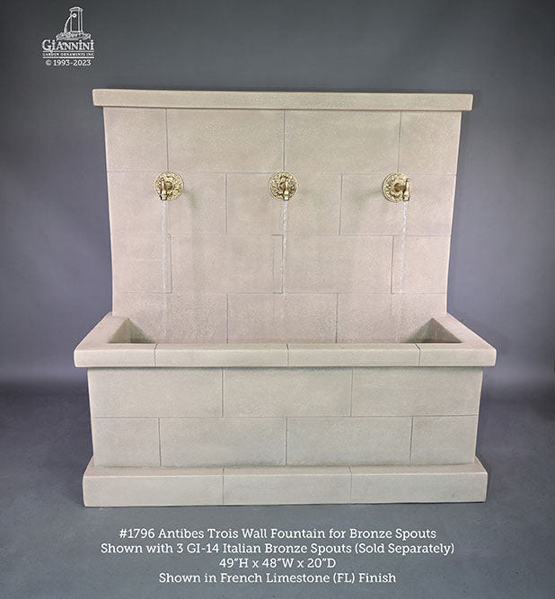 Giannini Garden Antibes Trois Outdoor Wall Fountain for Bronze Spouts 1796C