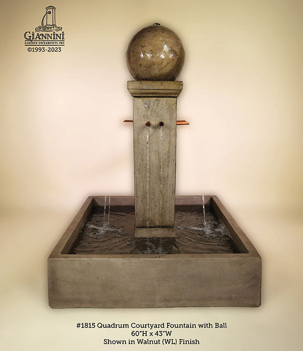 Giannini Garden Quadrum Outdoor Courtyard Fountain with Ball 1815