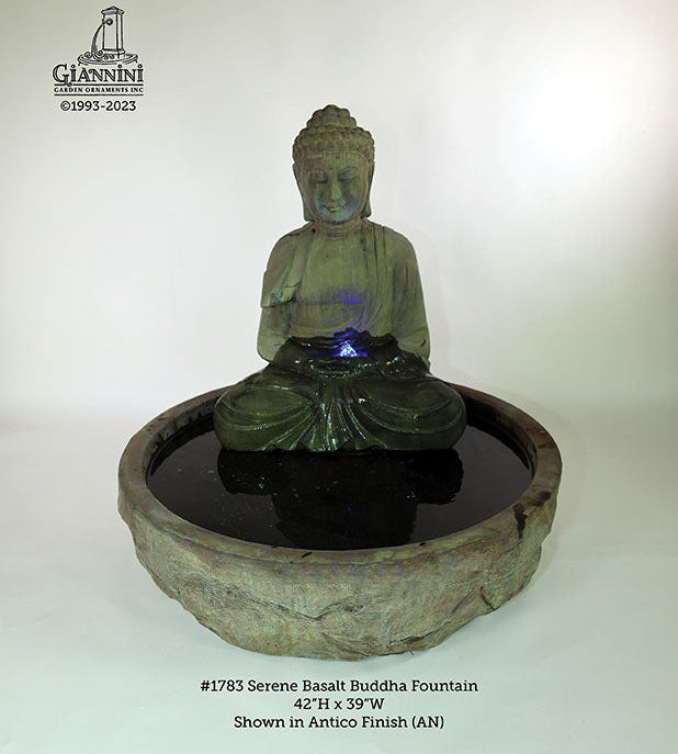 Giannini Garden Serene Basalt Buddha Outdoor Water Fountain 1783